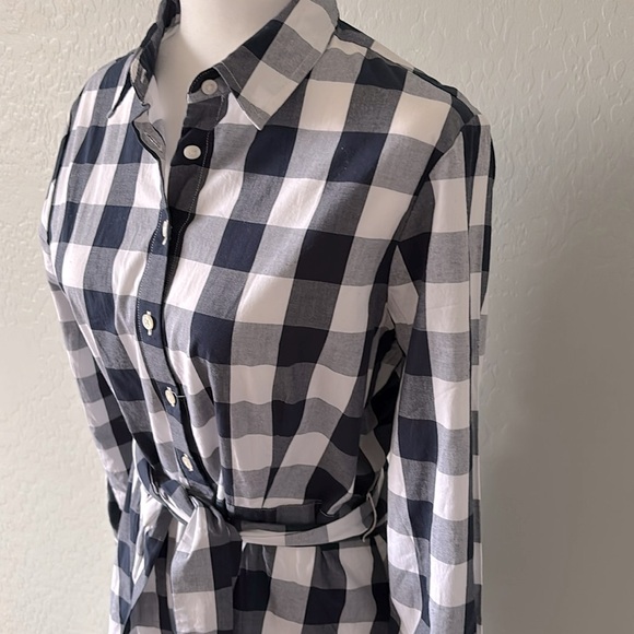 J.Crew Factory Women’s Navy/White Gingham Belted shirtdress Size 12 NWT - Picture 5 of 9